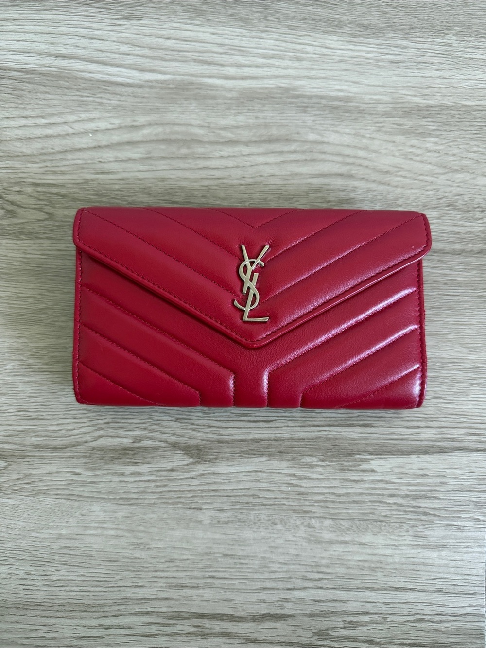 Saint Laurent Red Wallet Silver Hardware - Picture 1 of 6